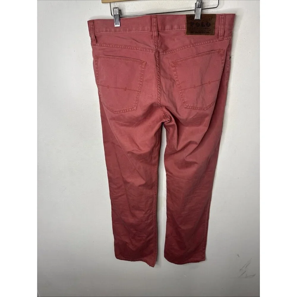 POLO RALPH LAUREN Classic Fit Chino Pants Mens 32 X 32 Salmon Coral Flat‎ Front